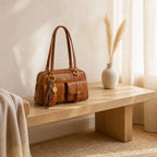 Halyvira retro shoulder bag in a bright minimalist entryway