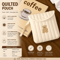 Cute Quilted Tulip Embroidery Storage Pouch | Soft Cotton Cosmetic & Sanitary Pad Organizer