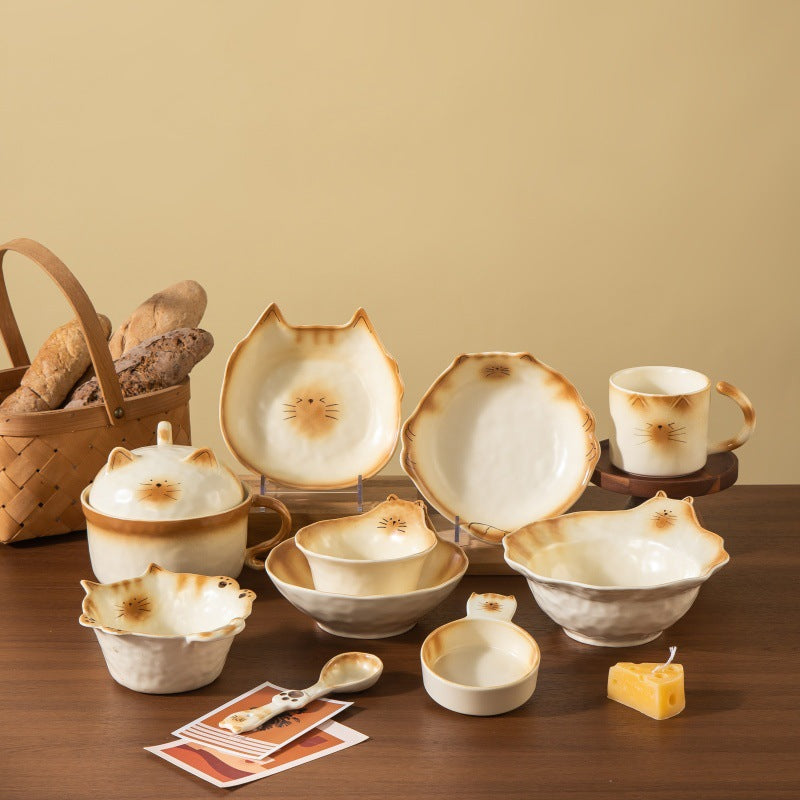 Japanese Bread Cat Underglaze Ceramic Collection