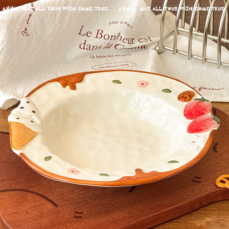 Cute Embossed Tableware – Apple Plate & Strawberry Bowl