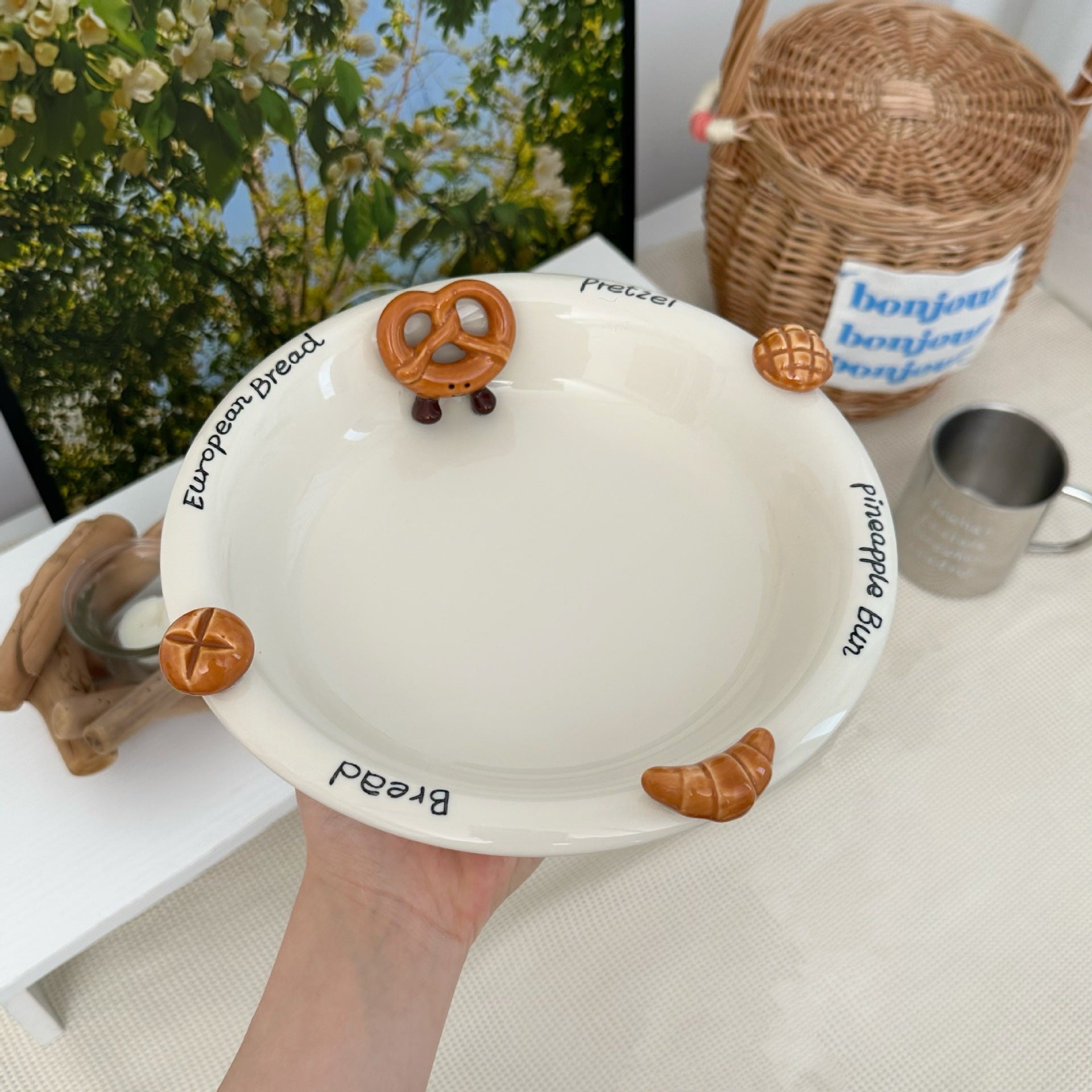 Croissant Pretzel Embossed Ceramic Tableware