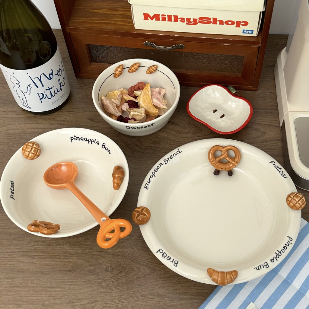 Croissant Pretzel Embossed Ceramic Tableware