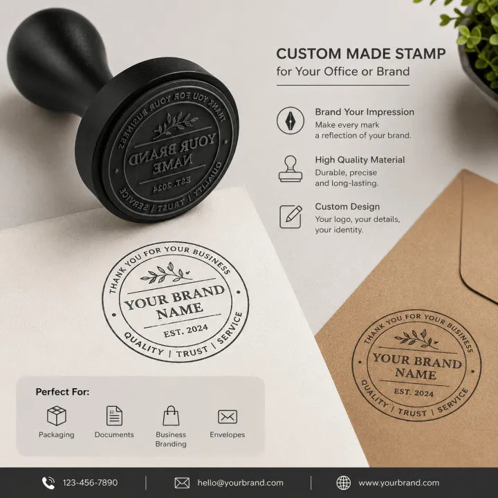 Custom Logo Stamp for Packaging & Branding | Personalized Business Stamp | Office & Small Business Use
