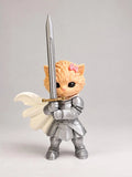 Knight Kitten — armoured cat figurine standing upright, front view