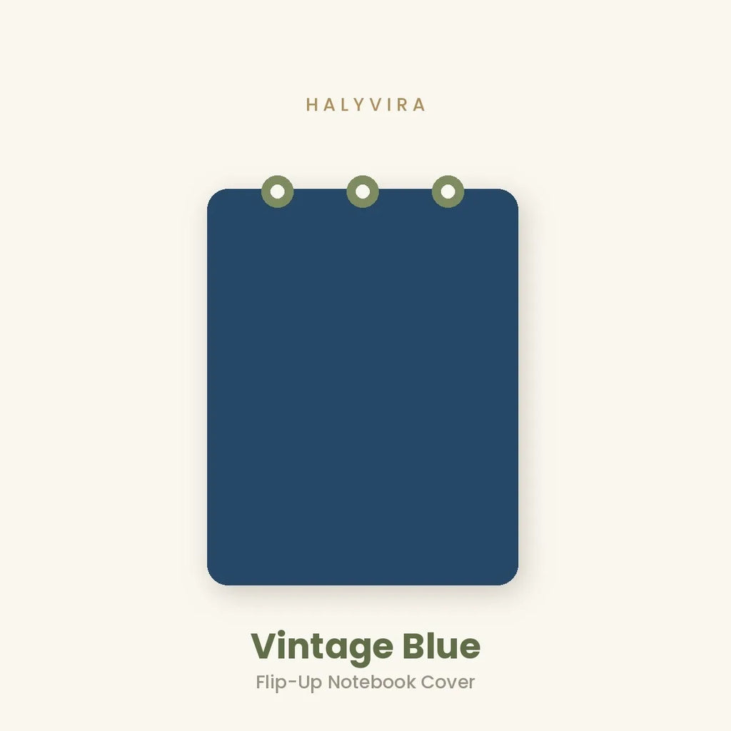 Halyvira flip-up notebook in vintage blue cover