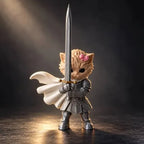 Knight Kitten — armoured cat figurine, second angle showing the helmet and raised sword
