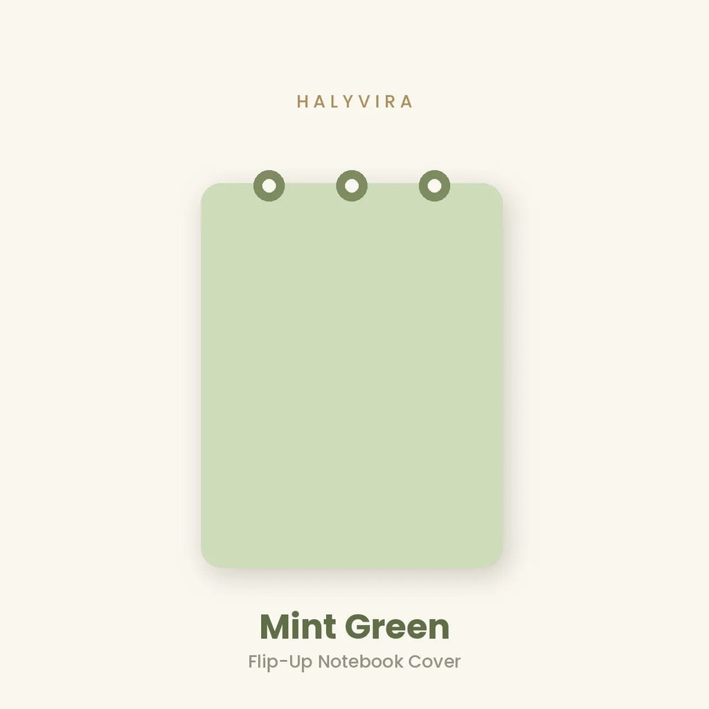 Halyvira flip-up notebook in mint green cover