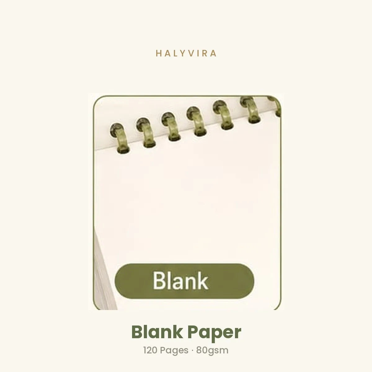 Halyvira notebook blank paper refill, 120 pages, 80gsm