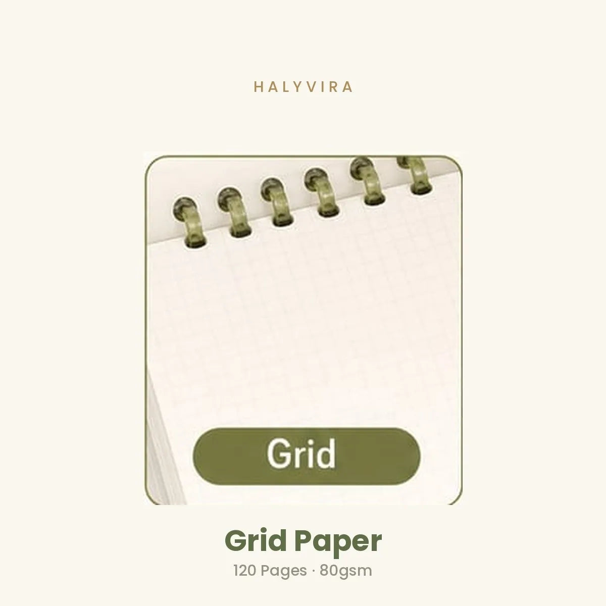 Halyvira notebook grid paper refill, 120 pages, 80gsm