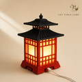 Halyvira Japanese pagoda LED table lamp on warm cream studio background (updated)