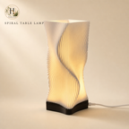 Halyvira white spiral LED table lamp on warm cream studio background (updated)