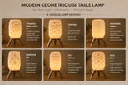 Modern Geometric USB Table Lamp with Tripod Stand | Ambient Bedside Light | 3 Light Modes & Dimmable