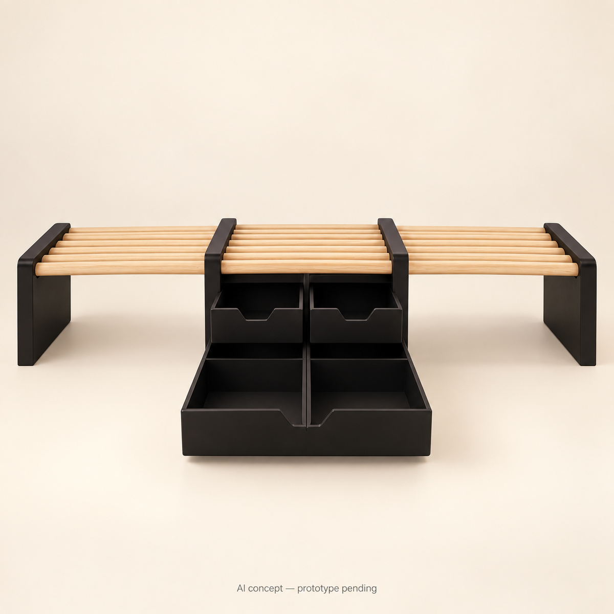 Timber Desk Shelf — AI concept + creator reference; prototype pending