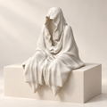 Seated Ghost Ornament — AI-generated product visualization; illustrative colour and finish