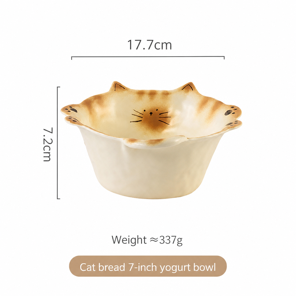 Japanese Bread Cat Underglaze Ceramic Collection