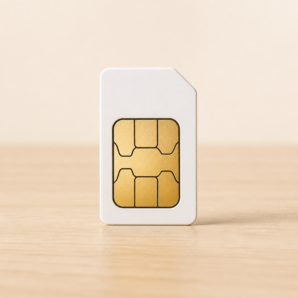 Generic unbranded annual SIM card on warm cream background